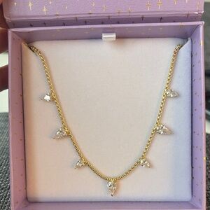 Elegant Gold Necklace with Crystal Accents